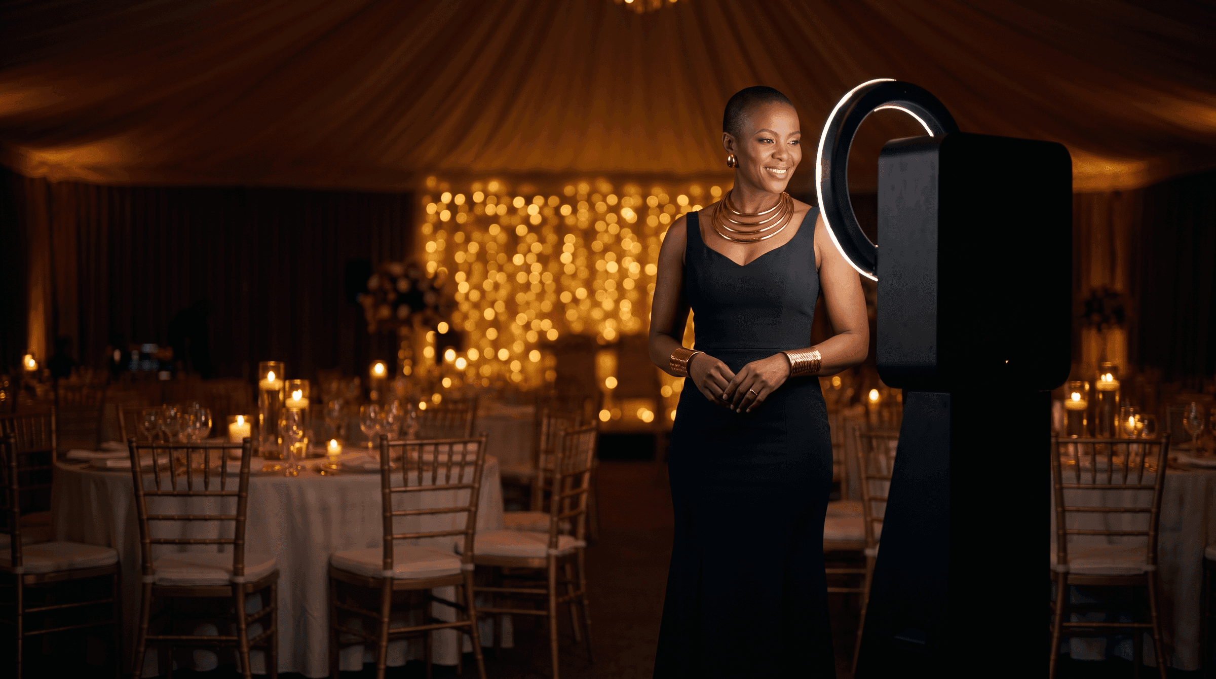 A black-tie guest photographed at an awards evening.
